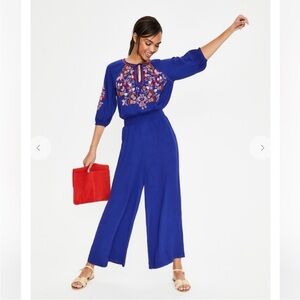 Boden Cobalt Blue Natalie Embroidered Jumpsuit